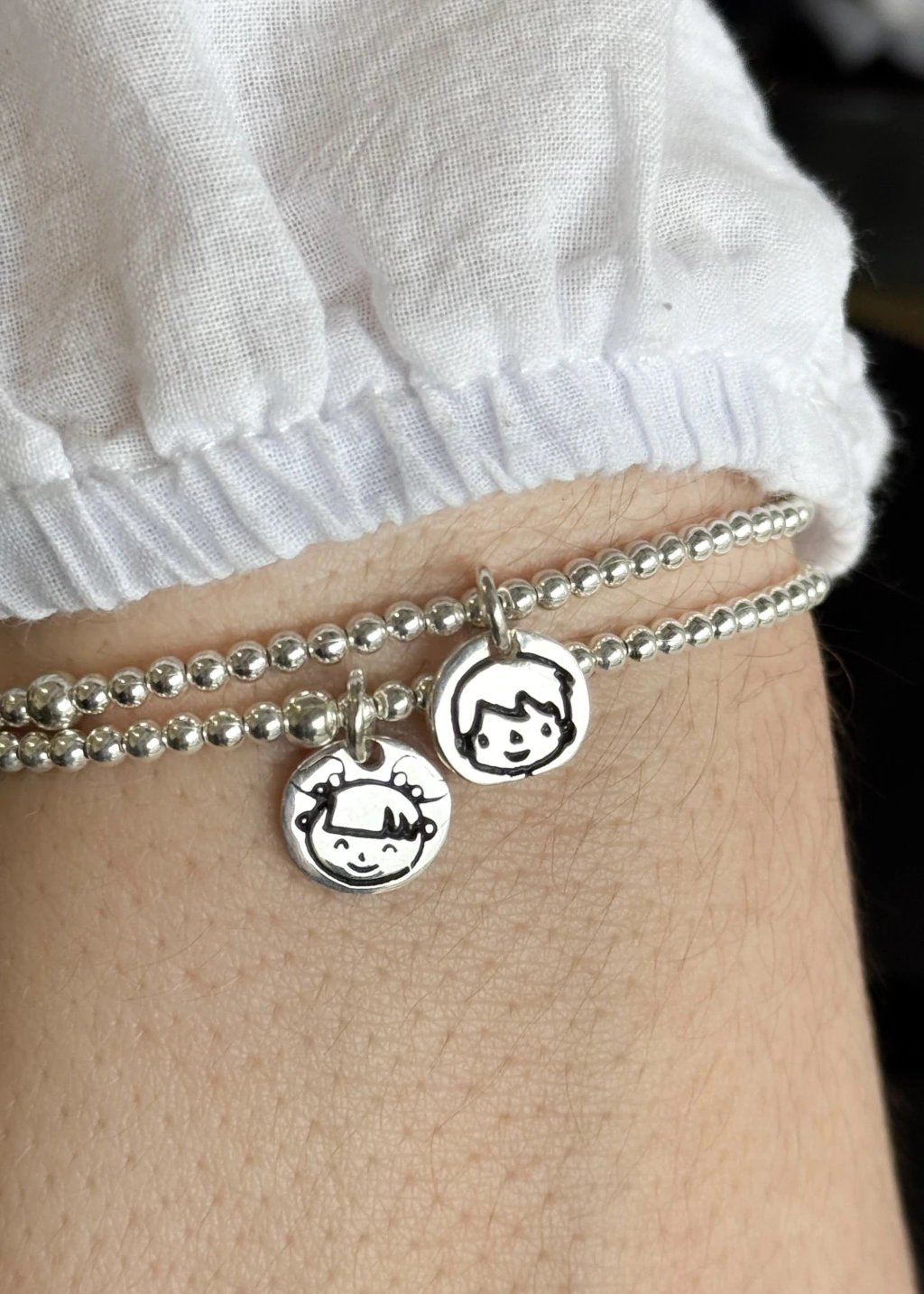 Pulsera Bolitas + Medalla hija/o